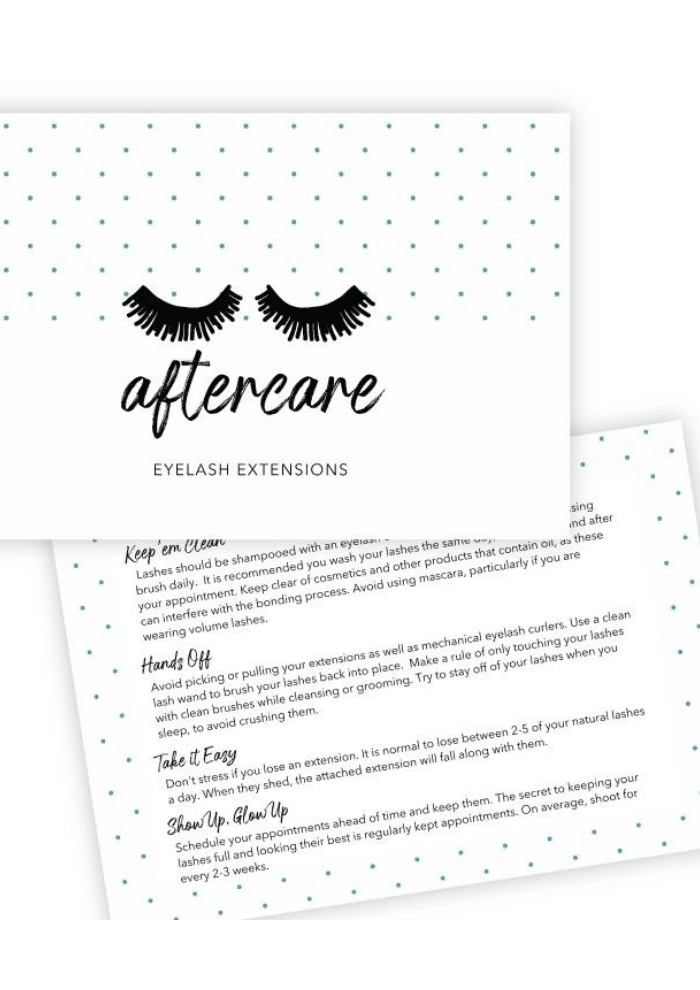 Eyelash Extension Aftercare cards